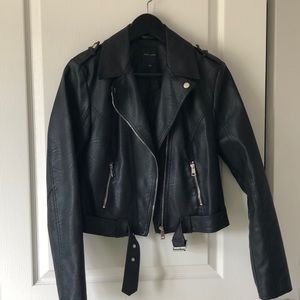 Faux leather biker jacket